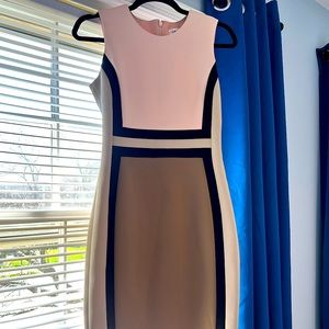 Calvin Klein color block sleeveless sheath dress